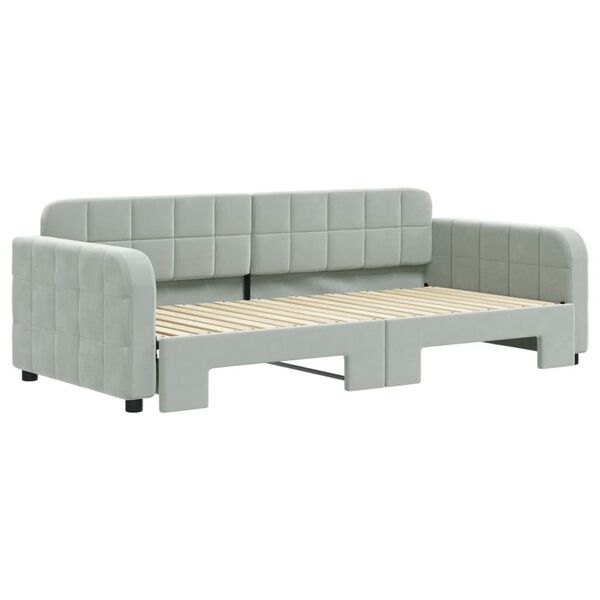 vidaXL Tagesbett Ausziehbar Hellgrau 90x190 cm Samt