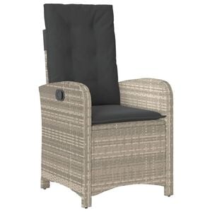 vidaXL Gartensessel mit Kissen Verstellbar Hellgrau Poly Rattan