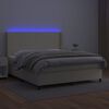 vidaXL Boxspringbett mit Matratze & LED Creme 160x200 cm Kunstleder