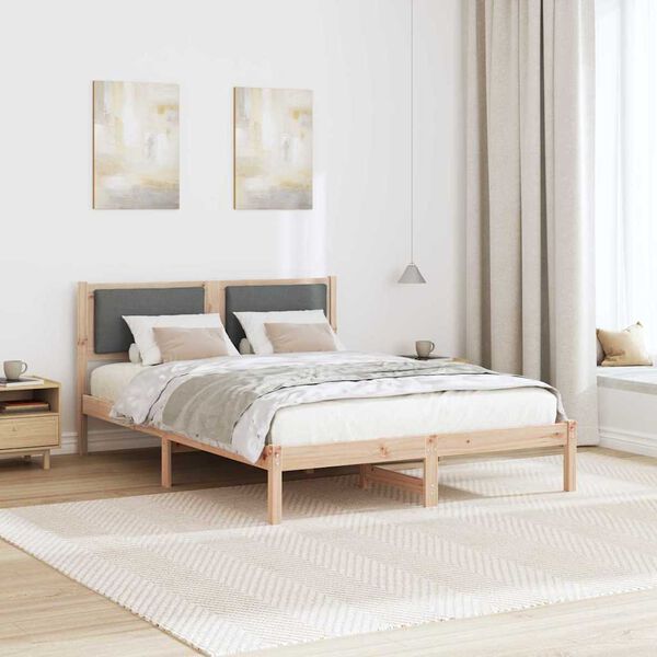 vidaXL Bettrahmen Dunkelgrau 140 x 200 cm Massives Kiefernholz