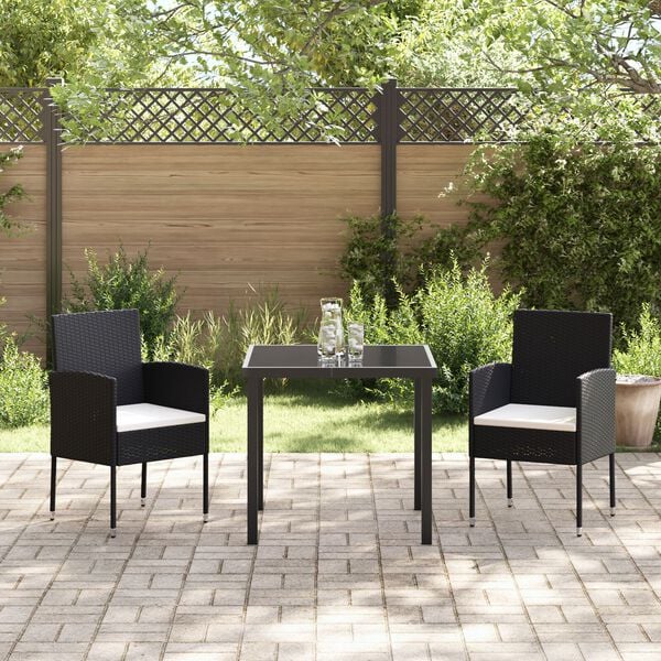 vidaXL Garten Essgruppe mit Kissen 5 pcs Schwarz Poly-Rattan