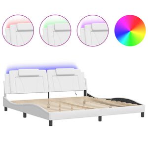 vidaXL Bettgestell "Viana" mit LED ohne Matratze Wei&szlig; 200x200 cm