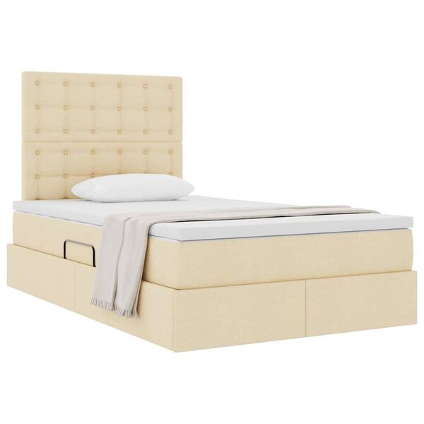 vidaXL Aufbewahrungsbett mit Matratze Creme 120 x 200 cm Polyester