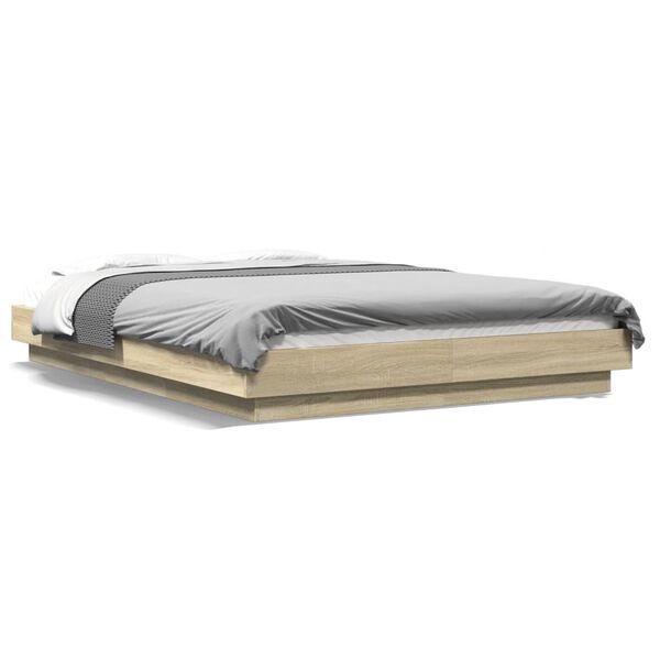 vidaXL Bettgestell Sonoma-Eiche 120x190 cm Holzwerkstoff