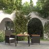 vidaXL 3-tlg. Garten-Essgruppe mit Auflagen Poly Rattan Schwarz