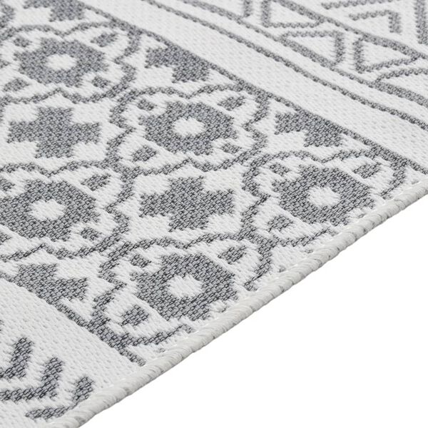vidaXL Teppich Grau und Wei&szlig; 160x230 cm Baumwolle