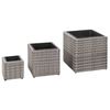 vidaXL Garten-Hochbeete 3-tlg. Poly Rattan Grau