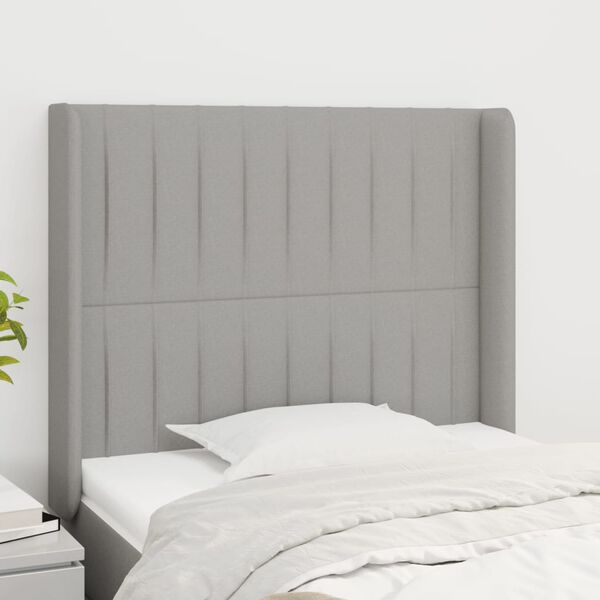 vidaXL Kopfteil mit Ohren Hellgrau 83x16x118/128 cm Stoff