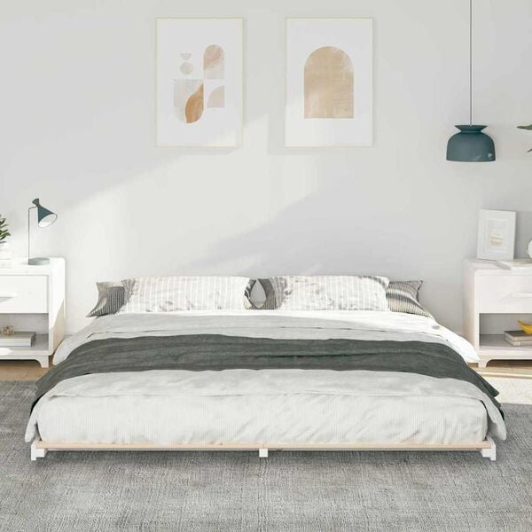 vidaXL Bodenbettgestell Wei&szlig; 200 x 200 cm Massivholz Kiefer