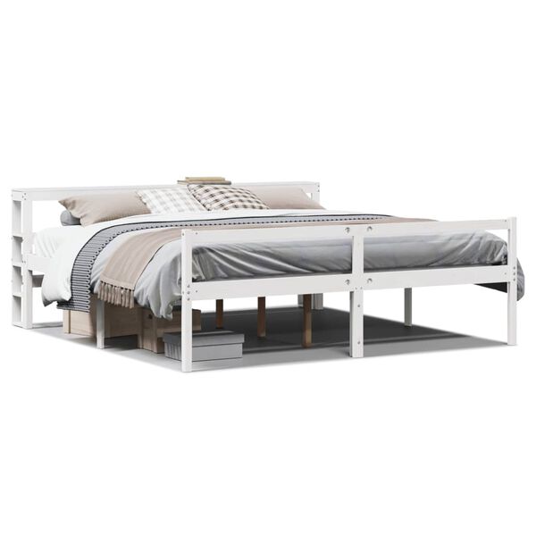 vidaXL Seniorenbett mit Kopfteil ohne Matratze Wei&szlig; 200x200 cm