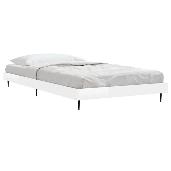 vidaXL Bettgestell Hochglanz-Wei&szlig; 90x200 cm Holzwerkstoff