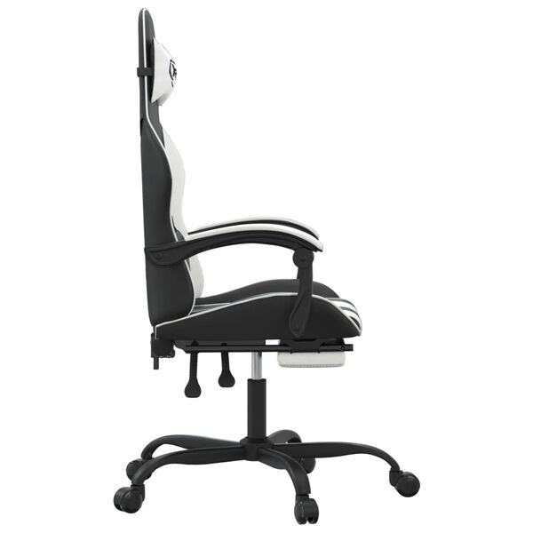 vidaXL Gaming-Stuhl mit Fu&szlig;st&uuml;tze Schwarz und Wei&szlig; Kunstleder