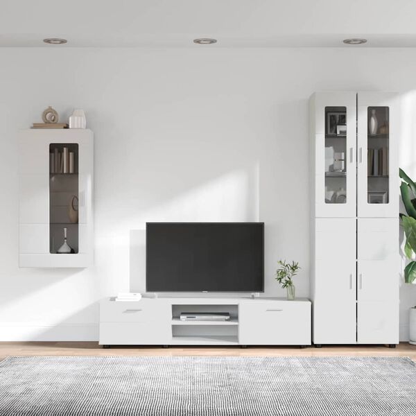 vidaXL TV-Schrankset mit Schubladen mit Regal Wei&szlig; Holzwerkstoff