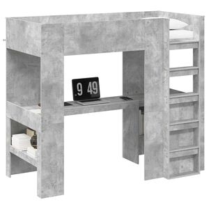vidaXL Etagenbettgestell mit Schreibtisch Beton Grau 98,5 x 200 cm