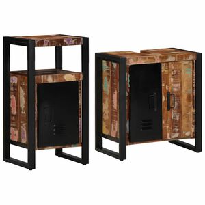 vidaXL Badezimmerm&ouml;bel-Set 2 stk. Mehrfarbig und Schwarz