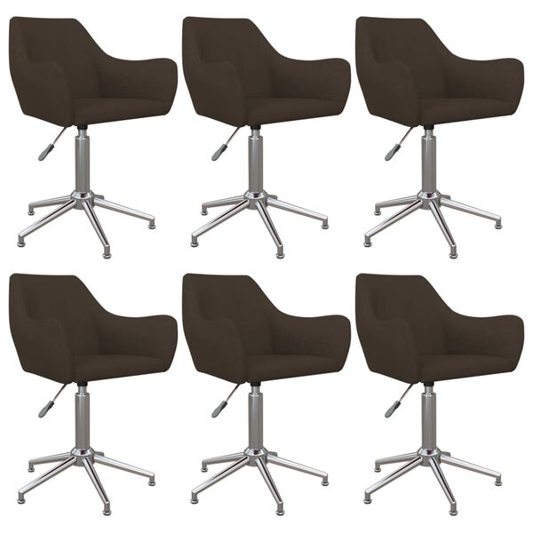 vidaXL Esszimmerst&uuml;hle 6 Stk. Drehbar Dunkelbraun Stoff