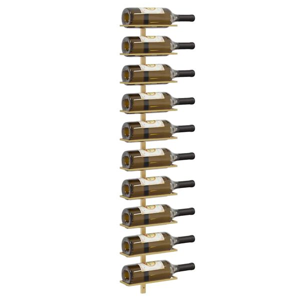 vidaXL Wand-Weinregal f&uuml;r 10 Flaschen Golden Metall