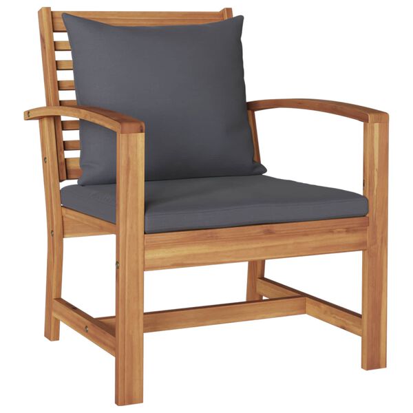 vidaXL Stuhl mit Kissen 2 pcs Braun und Dunkelgrau 65 x 60 x 76,5 cm