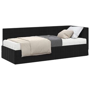 vidaXL Eckbettgestell mit Matratze 2 stk. Schwarz 80 x 200 cm Samt