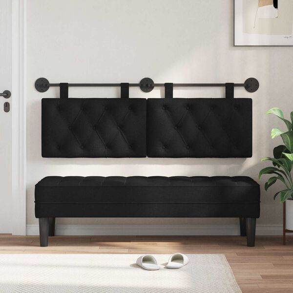 vidaXL H&auml;ngevorderseite Wandmontiert Schwarz 150 x 55 x 7 cm Stoff