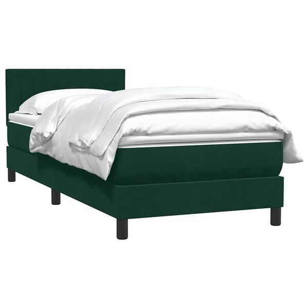 vidaXL Boxspringbett mit Matratze Dunkelgr&uuml;n 100x220 cm Samt