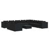vidaXL 11-tlg. Garten-Lounge-Set mit Kissen Schwarz Poly Rattan