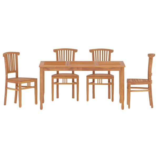 vidaXL 5-tlg. Garten-Essgruppe Massivholz Teak