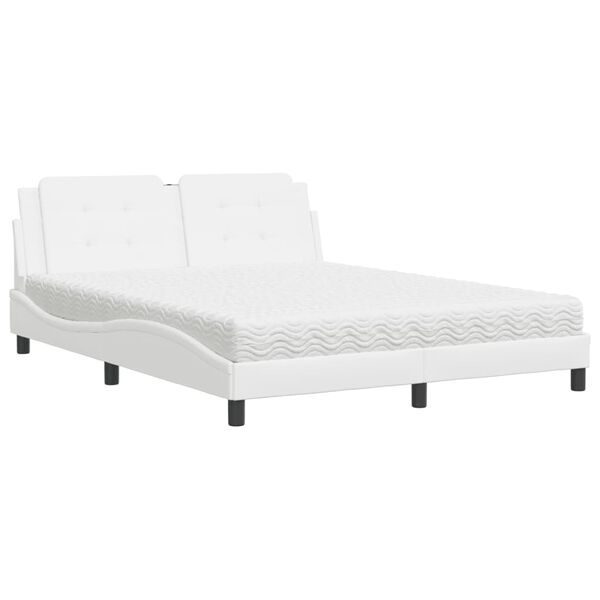 vidaXL Bett mit Matratze "Zadar" Wei&szlig; 160x200 cm Kunstleder