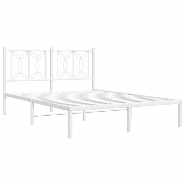vidaXL Bettgestell mit Kopfteil Metall Wei&szlig; 140x190 cm