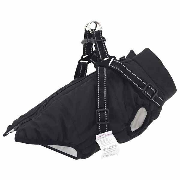 vidaXL Hundemantel mit Geschirr Schwarz M Fleece und Polyester