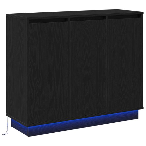 vidaXL LED-Sideboard Schwarz Eichen-Optik 90 x 32 x 75 cm