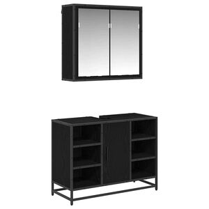 vidaXL Badezimmerm&ouml;bel-Set 2 stk. Schwarz Eichen-Optik 80 x 33 x 60 cm