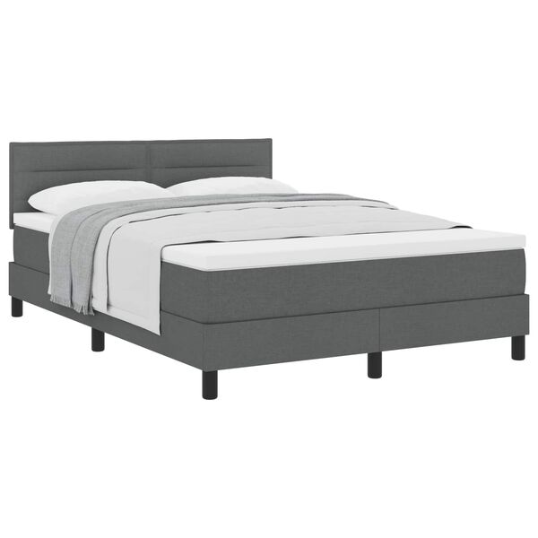 vidaXL Boxspringbett mit Kopfteil Dunkelgrau 140 x 190 cm Stoff