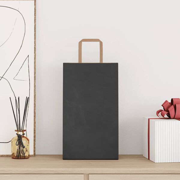 vidaXL Papiertragetaschen 250 Stk. mit Henkeln Schwarz 21x11x36 cm