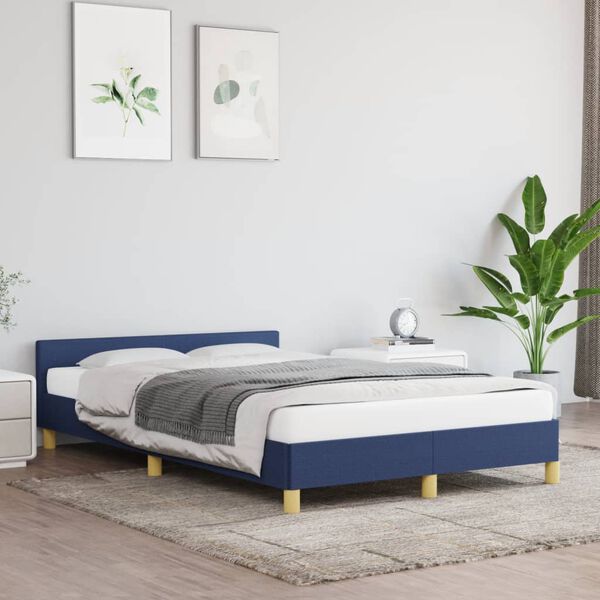 vidaXL Bettgestell ohne Matratze Blau 120x190 cm Stoff