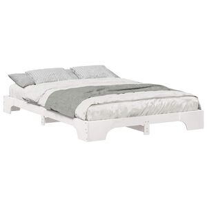 vidaXL Bettrahmen Wei&szlig; 140 x 210 cm Massives Kiefernholz