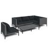 vidaXL 6-tlg. Garten-Lounge-Set mit Kissen Poly Rattan Dunkelgrau