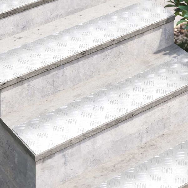 vidaXL Treppe Tritt Rechtwinklig 4 pcs Silber 100 x 20 cm Aluminium