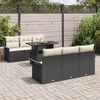 vidaXL Garten-Sofa-Set mit Kissen 7 pcs Schwarz Poly Rattan