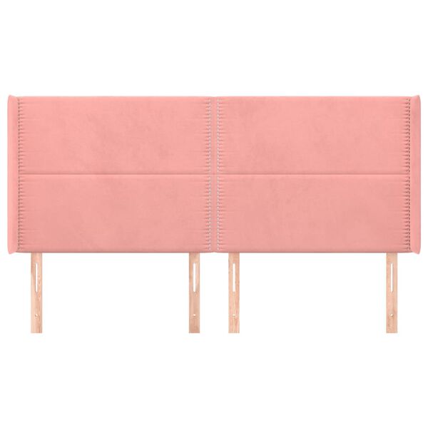 vidaXL Kopfteil mit Ohren Rosa 203x16x118/128 cm Samt