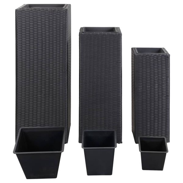 vidaXL Garten-Hochbeete 3-tlg. Poly Rattan Schwarz