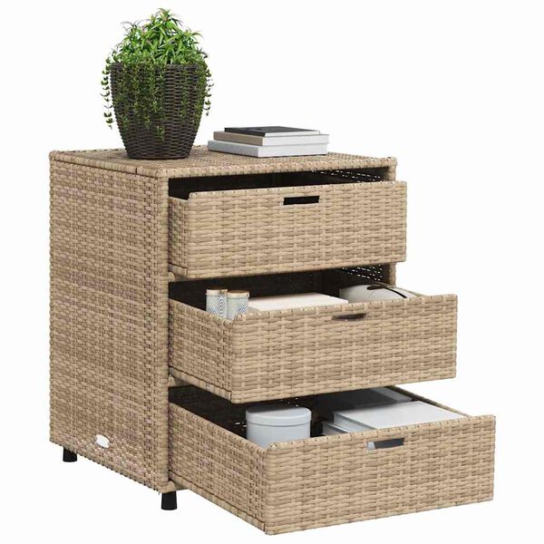 vidaXL Gartenschrank Beige 55x59x69 cm Poly Rattan