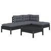 vidaXL 5-tlg. Garten-Lounge-Set mit Kissen Schwarz Kiefernholz