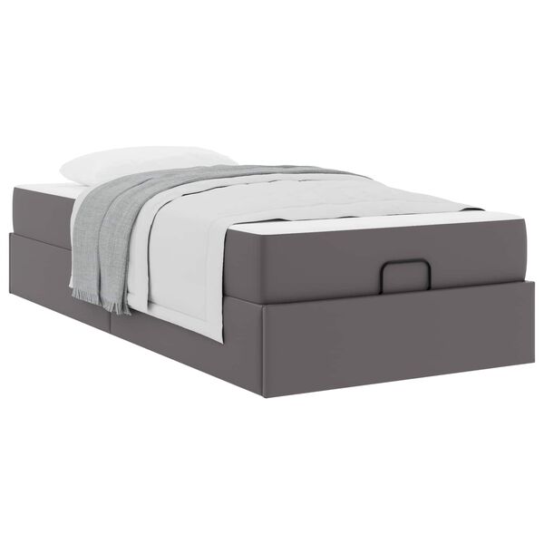 vidaXL Bettgestell mit Matratze mit Matratze 2 pcs Grau PVC