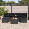 vidaXL Garten-Sofa-Set mit Kissen 7 pcs Schwarz Poly Rattan