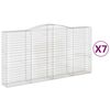 vidaXL Gabionen mit Hochbogen 7 Stk. 400x50x200/220cm Verzinktes Eisen