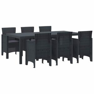 vidaXL Garten Essgruppe 7 pcs Anthrazit Polt Rattan