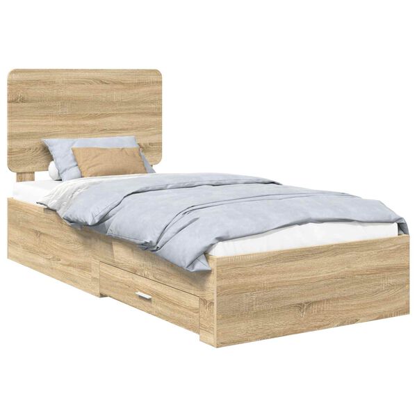 vidaXL Bettrahmen mit Kopfteil Sonoma-Eiche 90 x 200 cm Holzwerkstoff