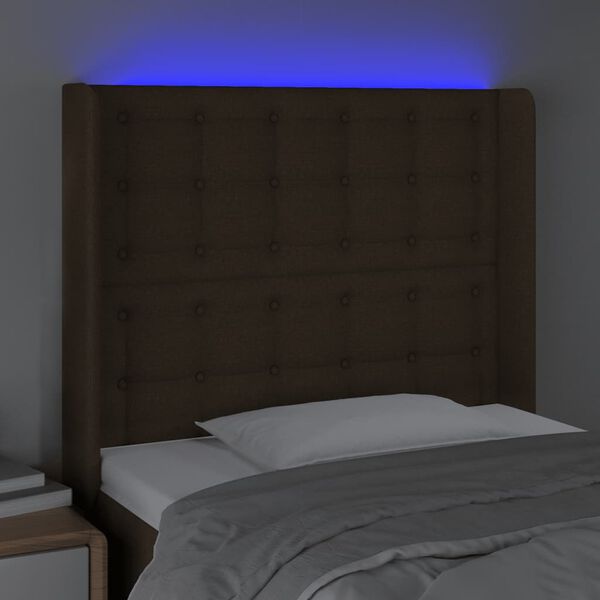 vidaXL LED Kopfteil Dunkelbraun 83x16x118/128 cm Stoff