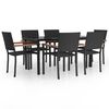 vidaXL 7-tlg. Garten-Essgruppe Schwarz Poly Rattan